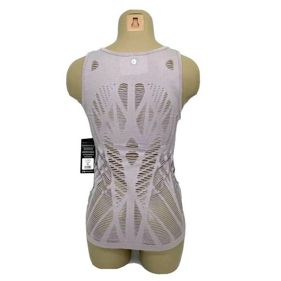 90⁰by Reflex Women's Medium Pale Lilac Sheer Textured Seamless Cut Out Tank Top - Picture 6 of 9